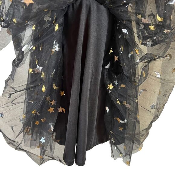 Lace & Beads Brielle Babydoll Mini Dress in Black Moon Print - Picture 6 of 15